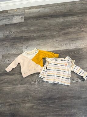 Noppies Girls' Colorblock & Striped Long Sleeve Tops - Pink, Mustard, Ivory